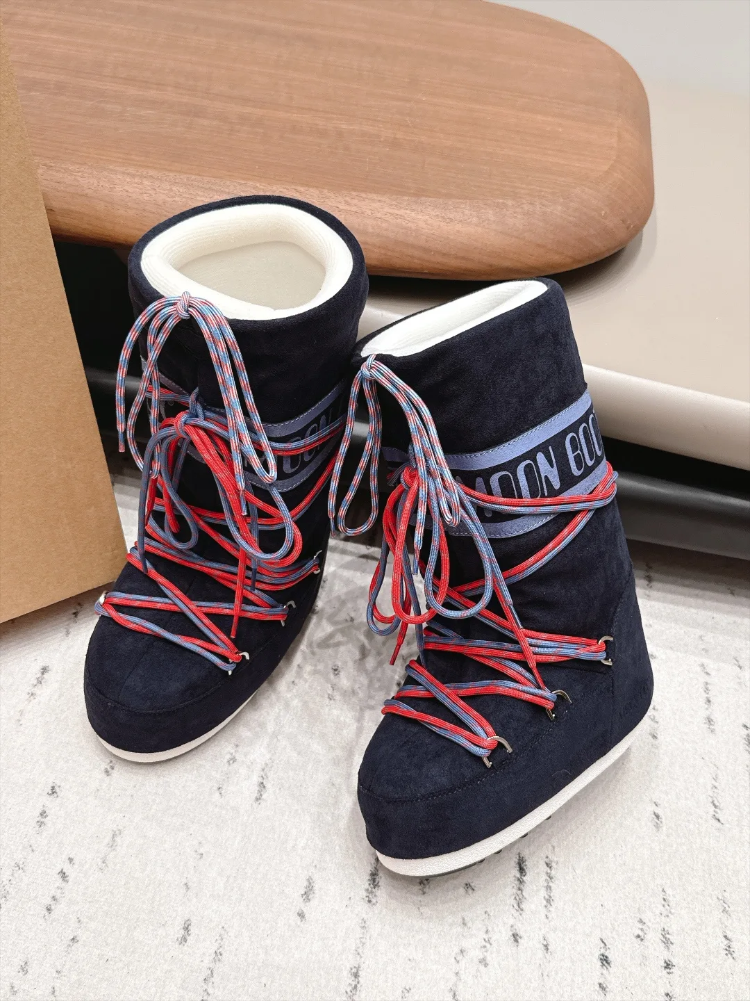 Moon Boot Lace-Up Snow Boots in Blue · view 3
