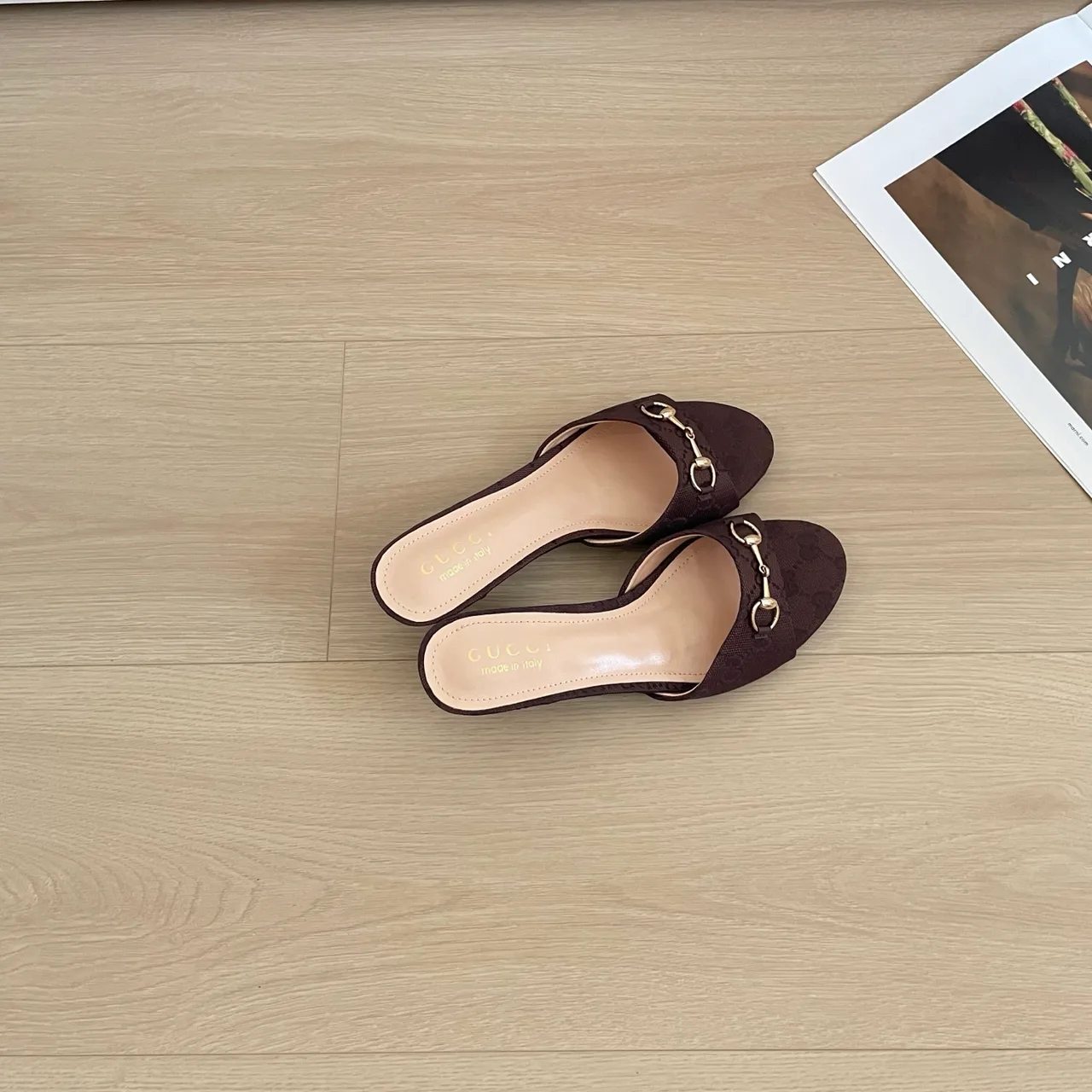 Gucci Canvas Mules in Brown · view 5