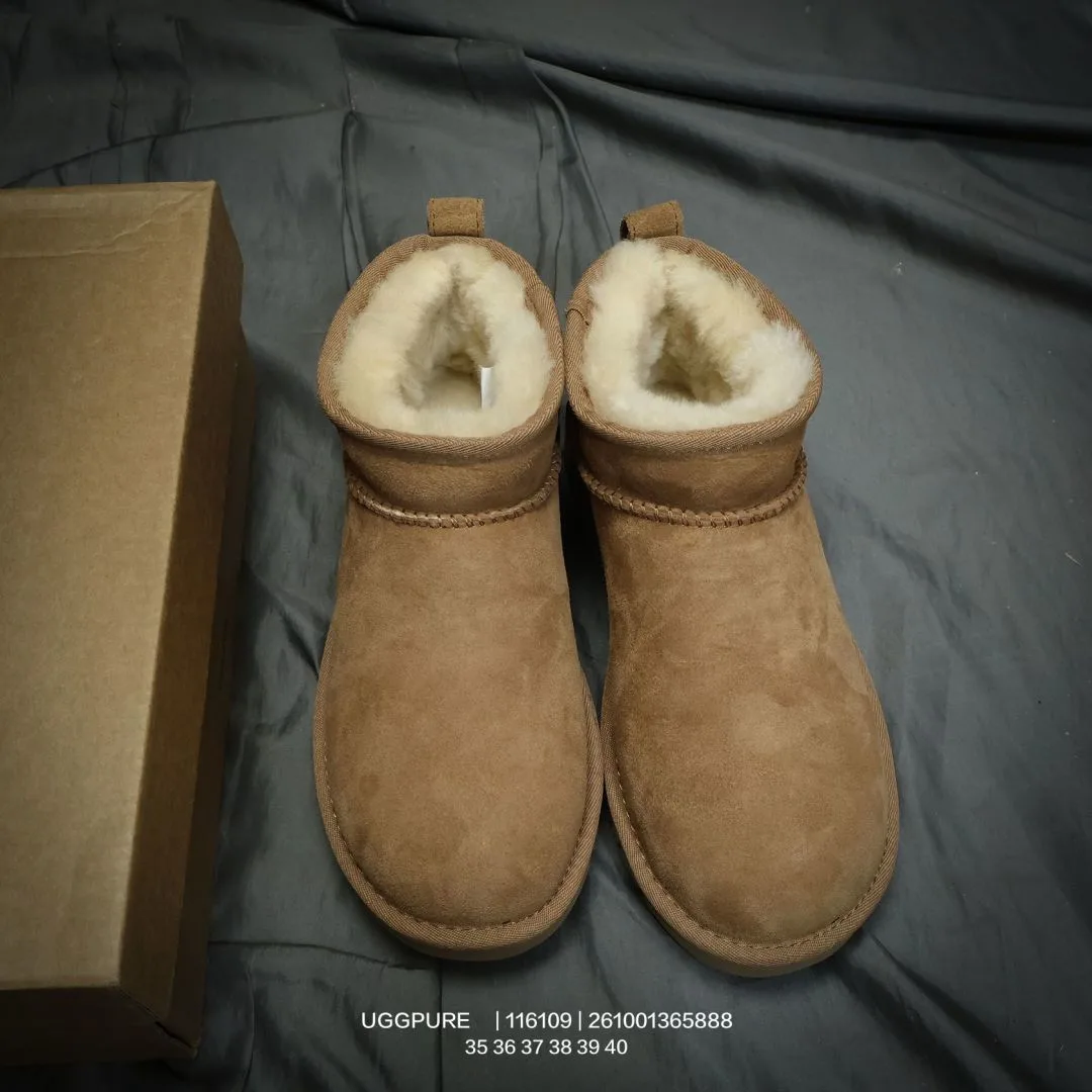 UGG Wool Suede-Look Round-Toe Ankle Boots in Brown · view 5