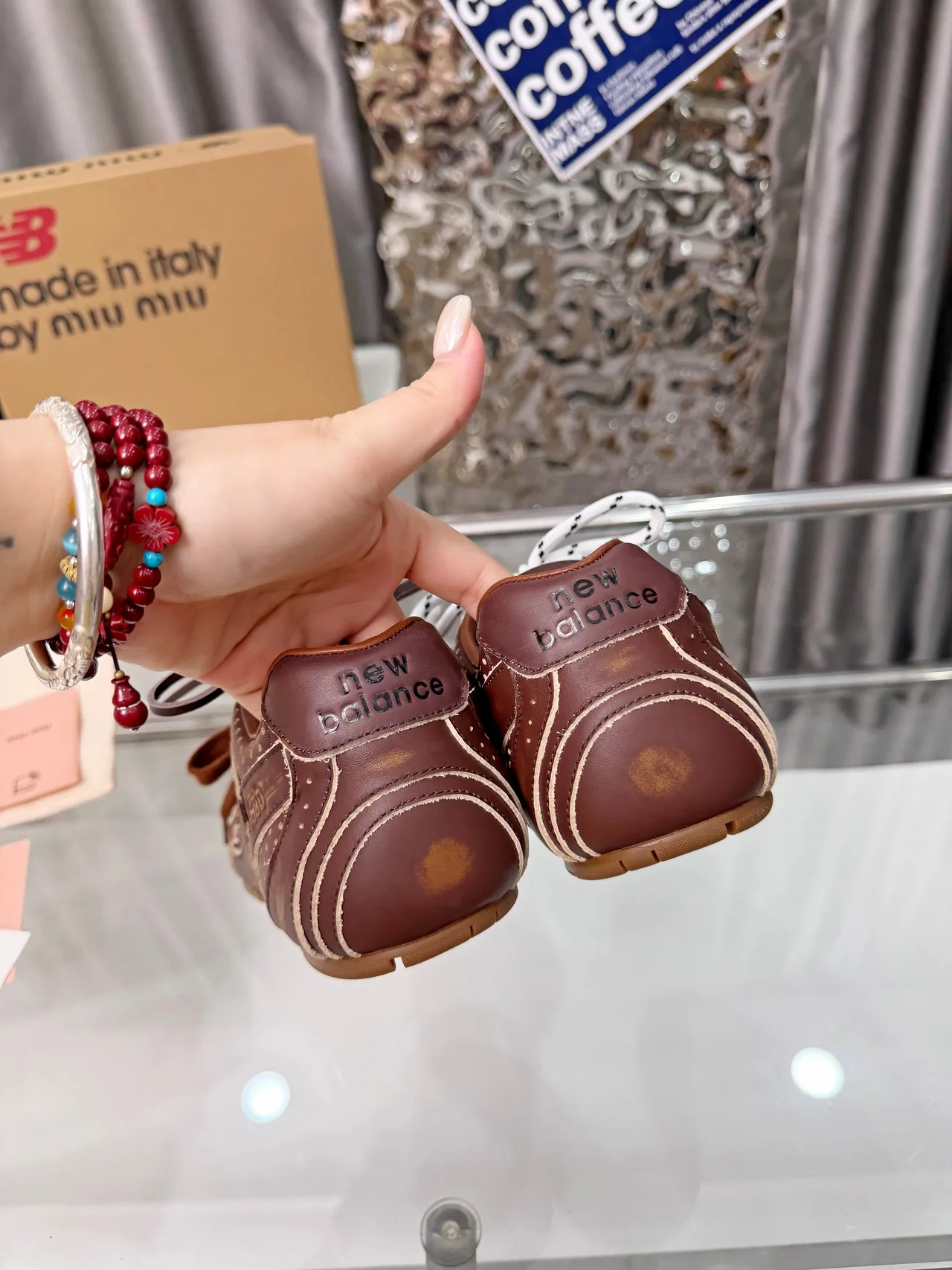 Miu Miu Cowhide 530SL Sneakers in Brown · view 5