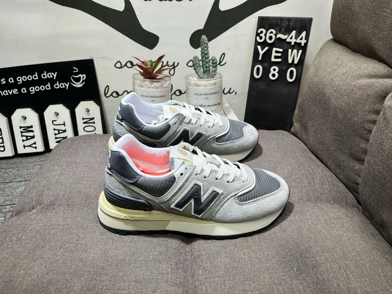 New Balance ML574L Sneakers in Blue & Grey & Black & Green · view 2