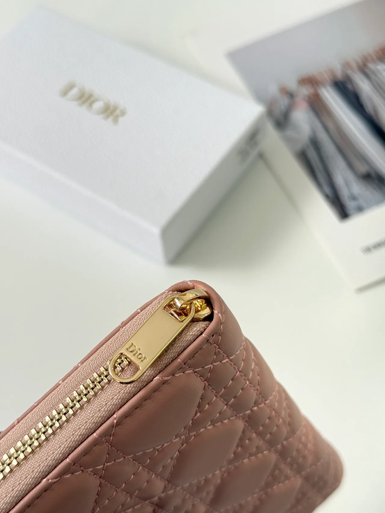 Dior Lambskin Quilted Glossy Wallet in Pink · view 4