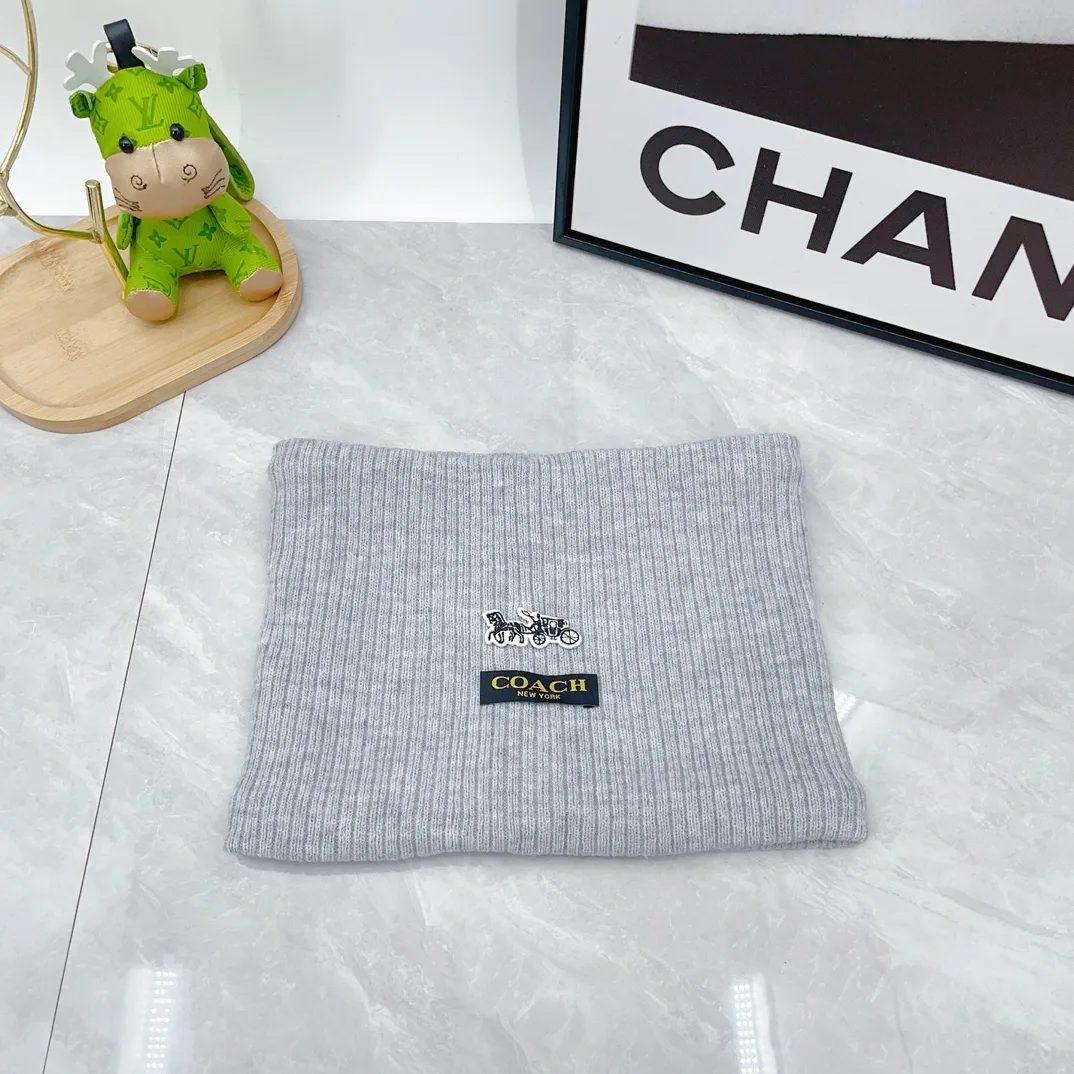Coach Wool Ribbed Embroidered Hat Scarf and Gloves Set in Grey · view 3