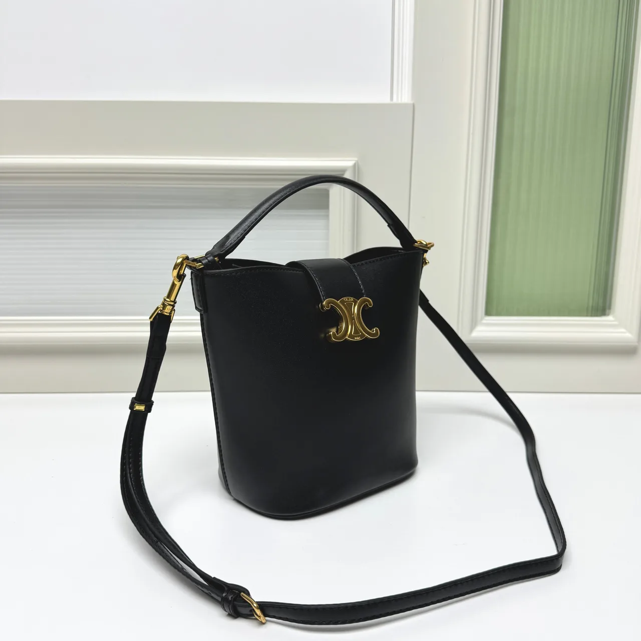 Celine Calfskin Bucket Bag in Black · view 2
