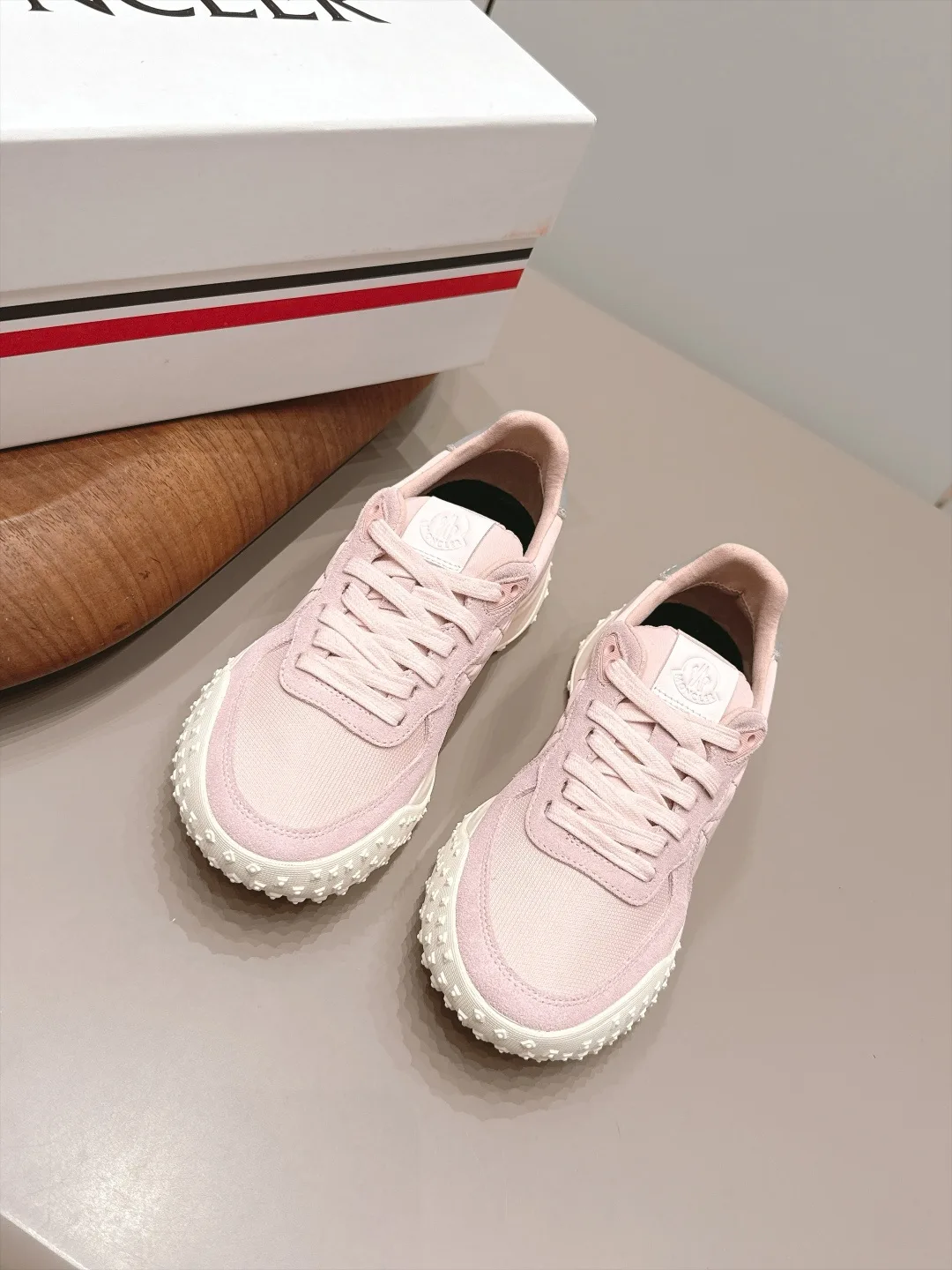 Moncler Suede Sneakers in Pink · view 1