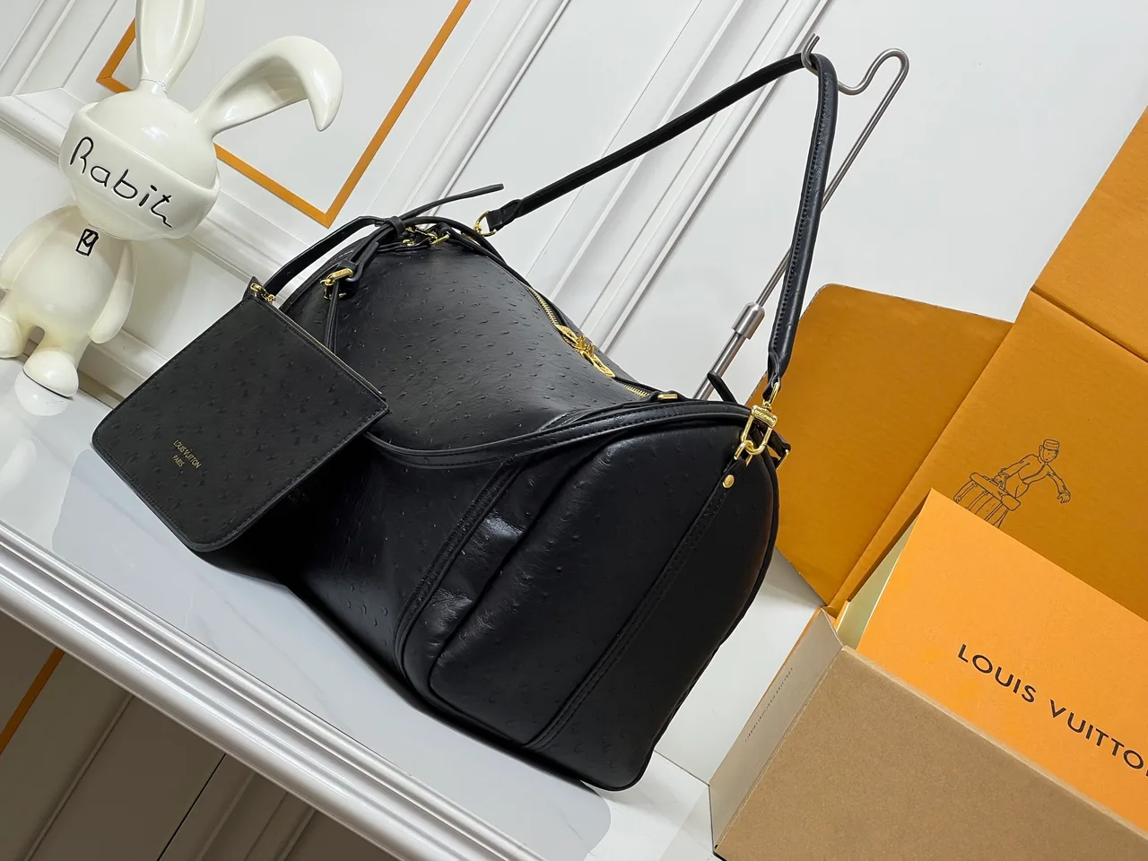 Louis Vuitton Cowhide Canvas Glossy Express Handbag with Pouch in Black · view 1