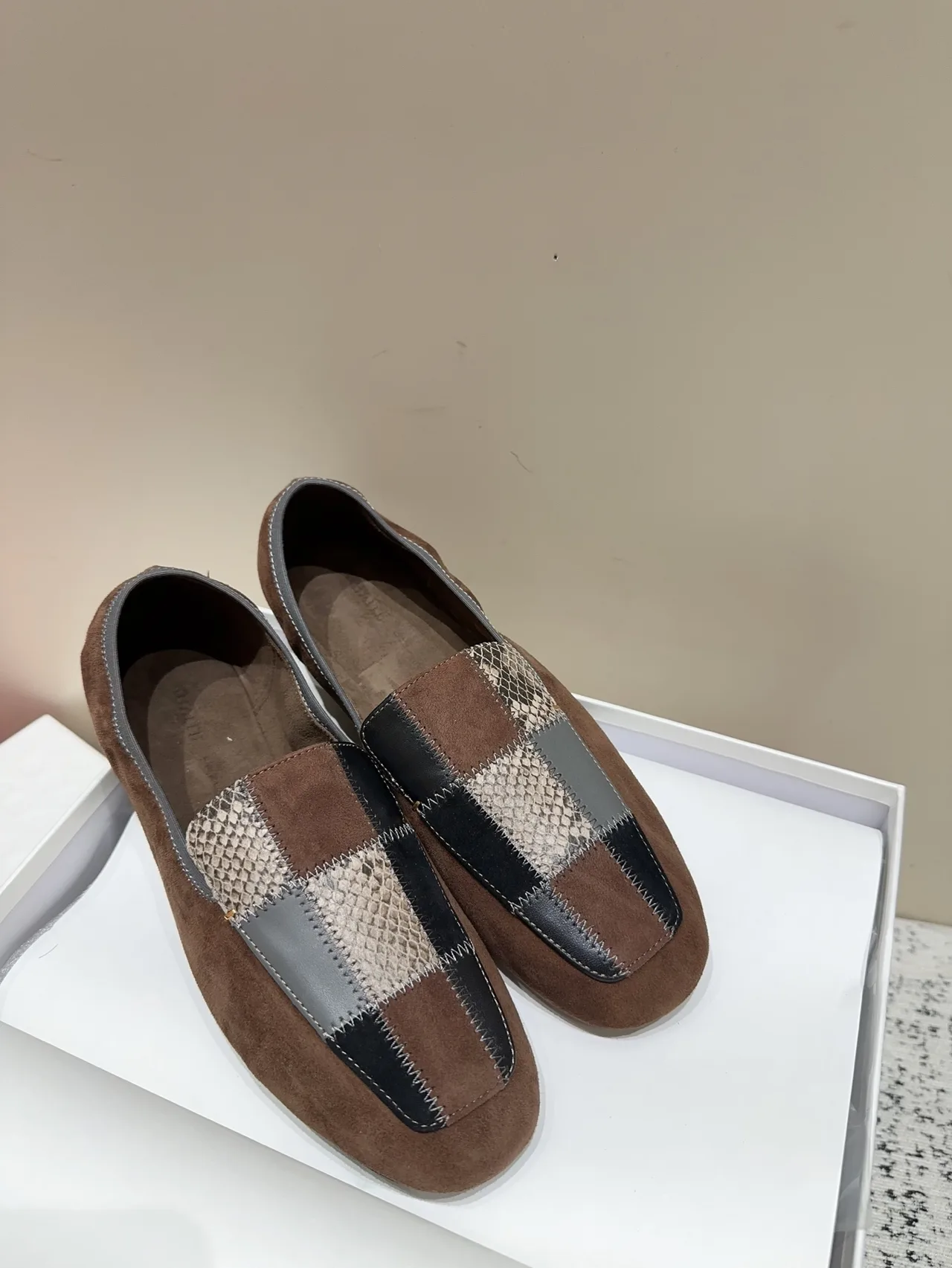 Khaite Sheepskin Round-Toe Loafers in Brown · view 4