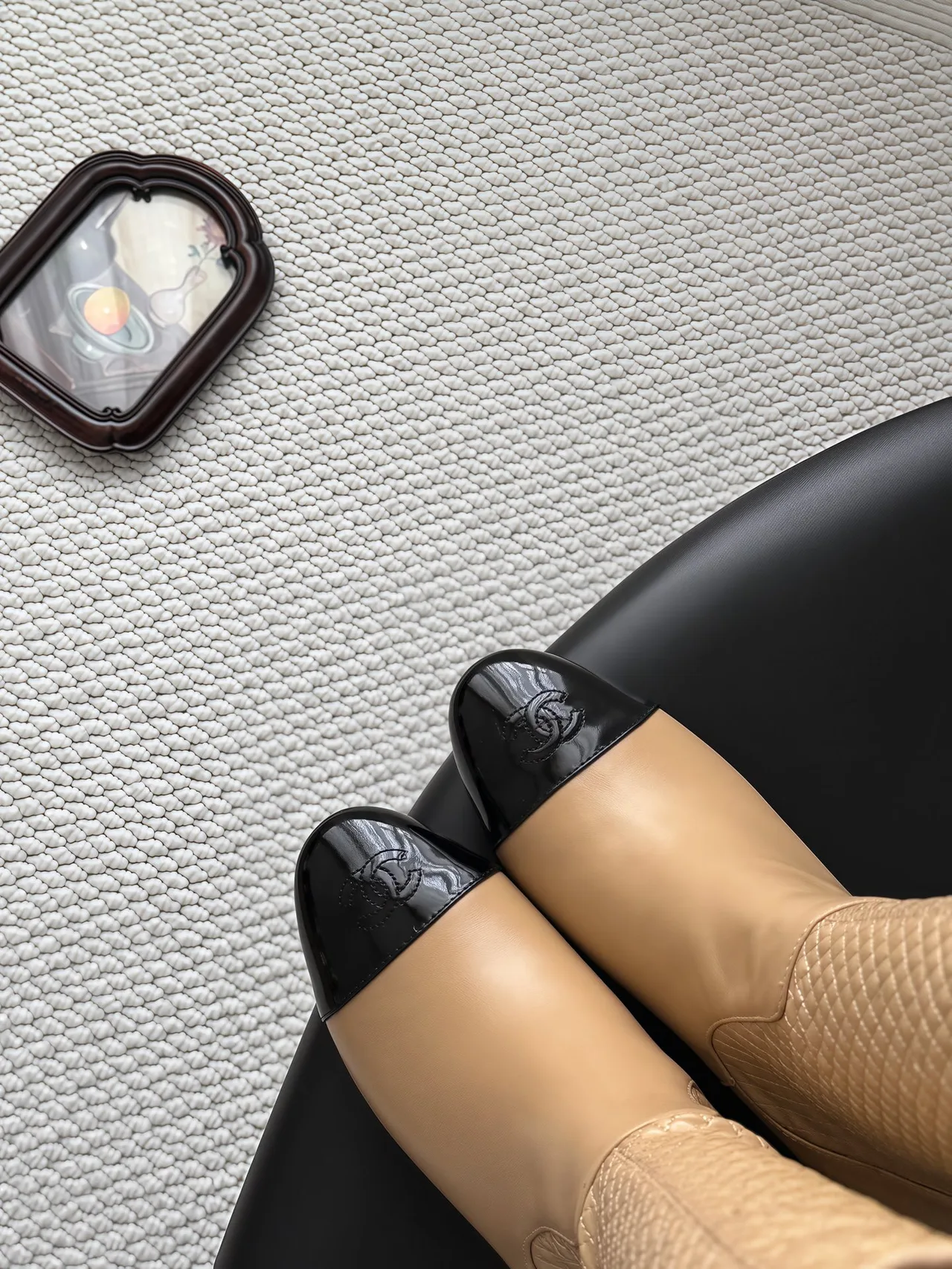 Chanel Cowhide Knee-High Boots in Beige · view 8