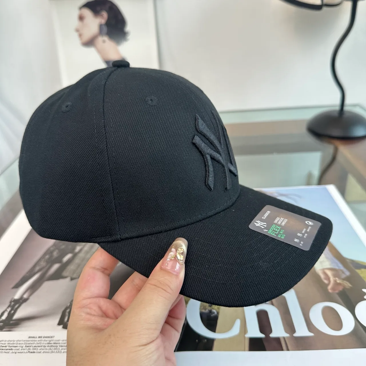 NY Letter Baseball Cap in Black & Grey & White & Brown & Green · view 7