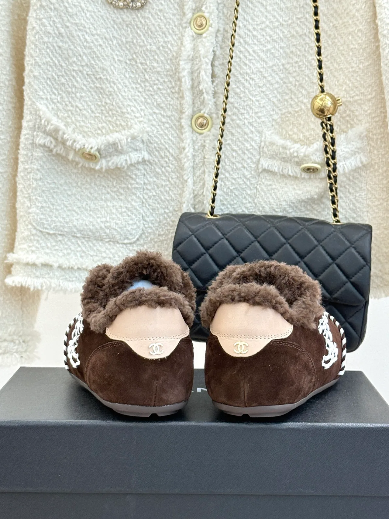 Chanel Suede-Look Sneakers in Brown · view 6
