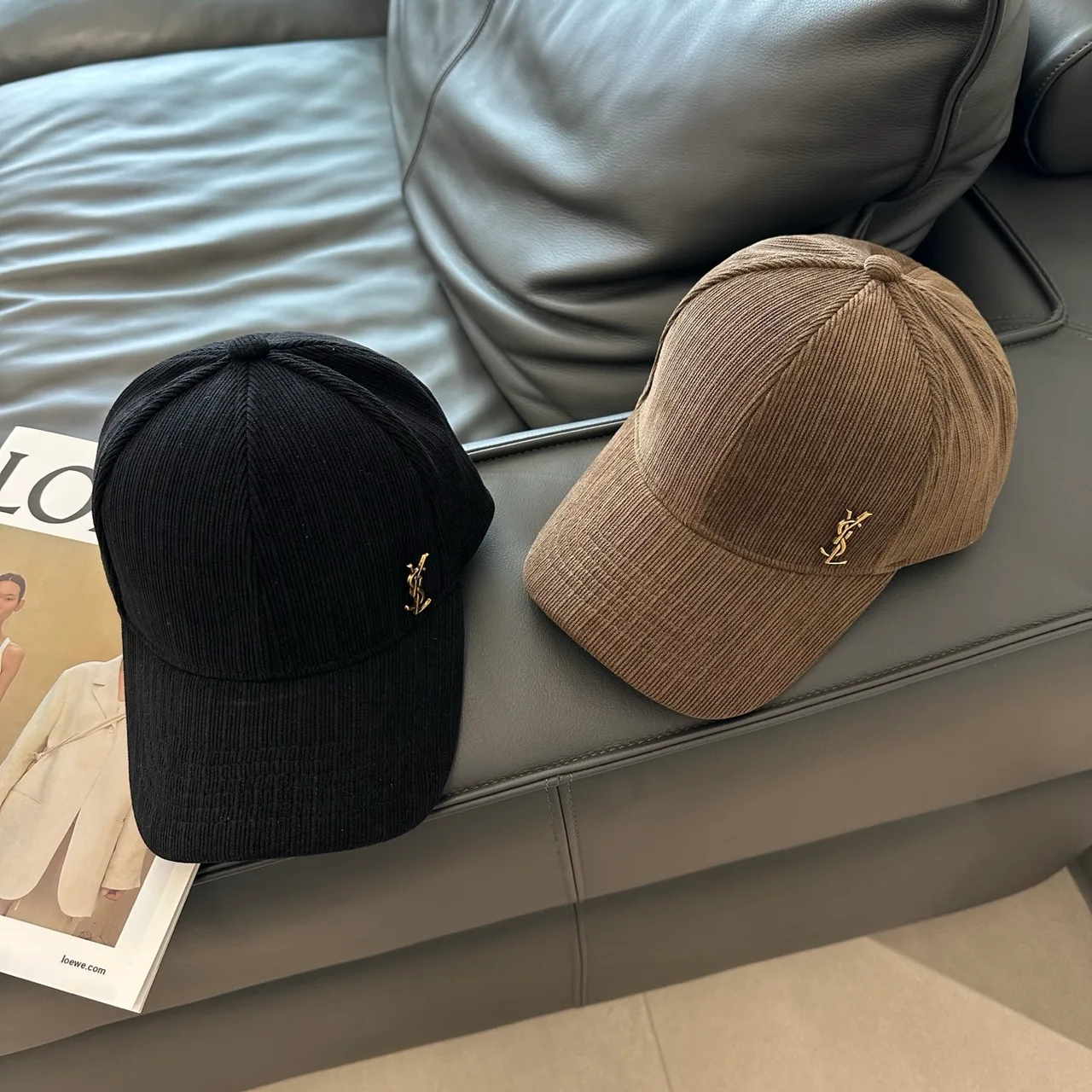 Saint Laurent Baseball Cap in Black & Brown & Grey · view 6