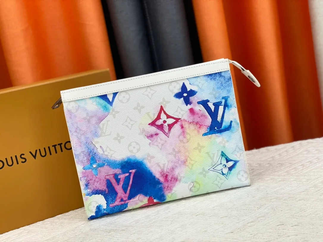 Louis Vuitton Cowhide Canvas Smooth Clutch in White · view 1