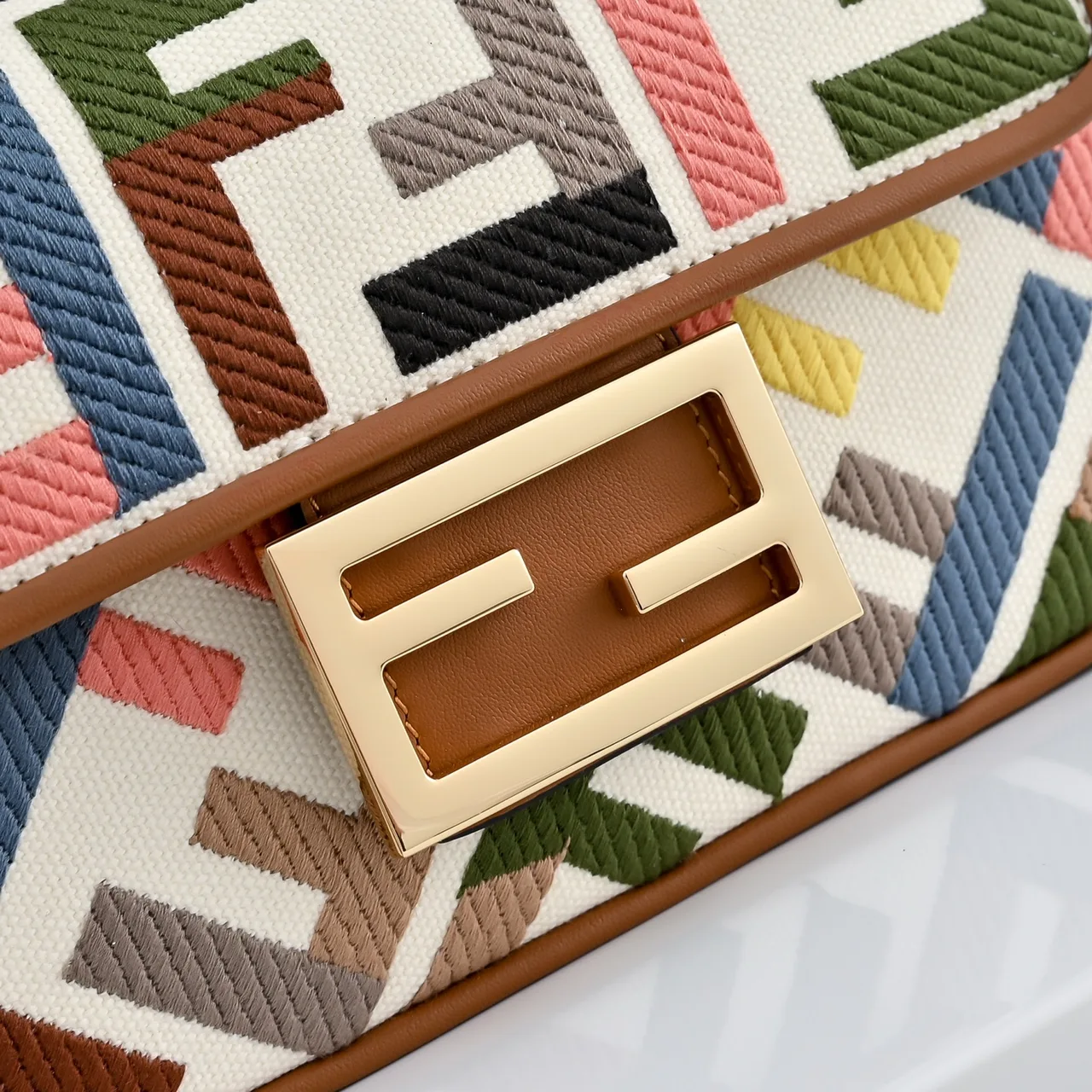 Fendi Baguette Canvas Smooth Bag in White · view 5