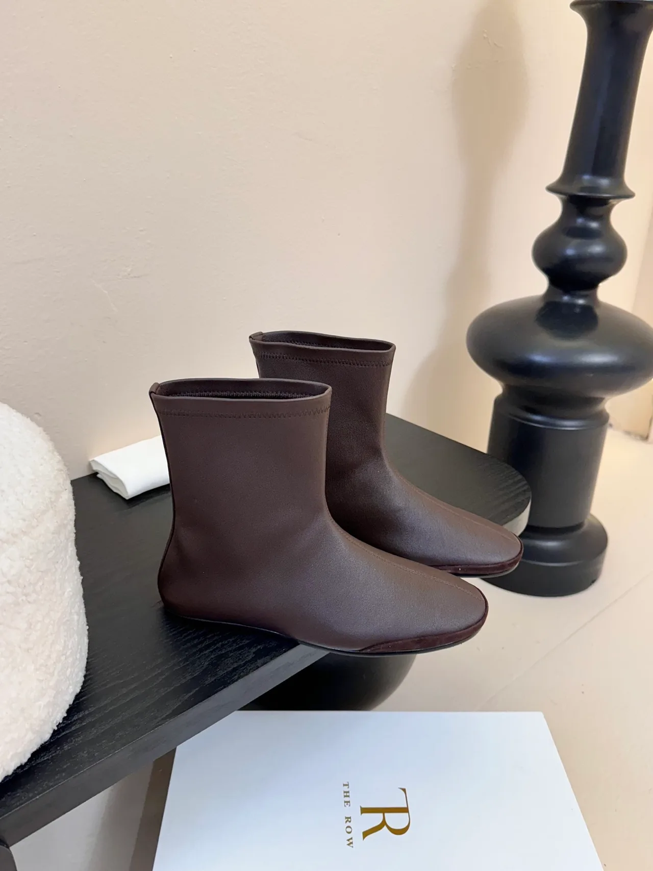 The Row Sheepskin Round-Toe Boots in Brown · view 2