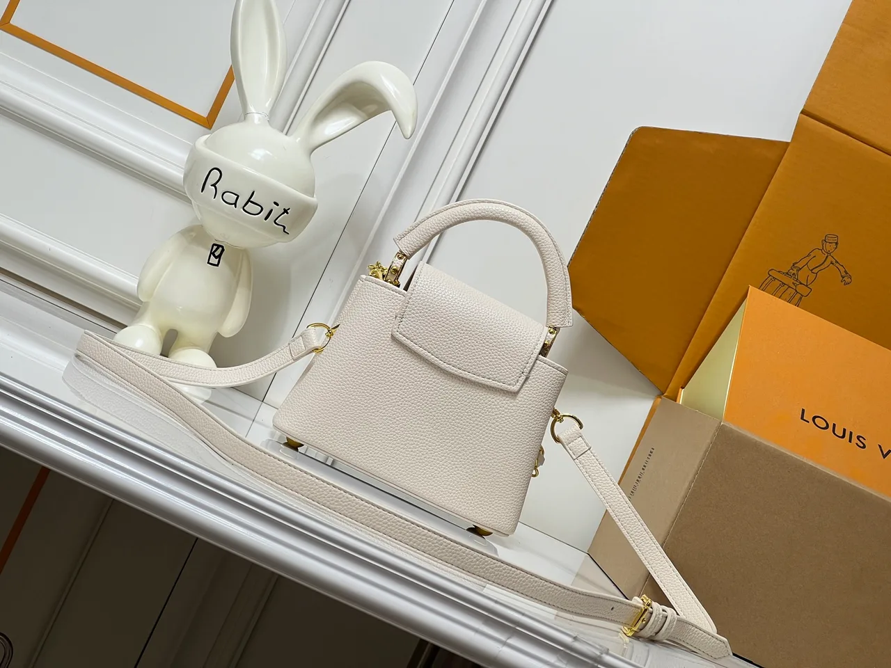 Louis Vuitton Cowhide Top-Handle Bag in White · view 4