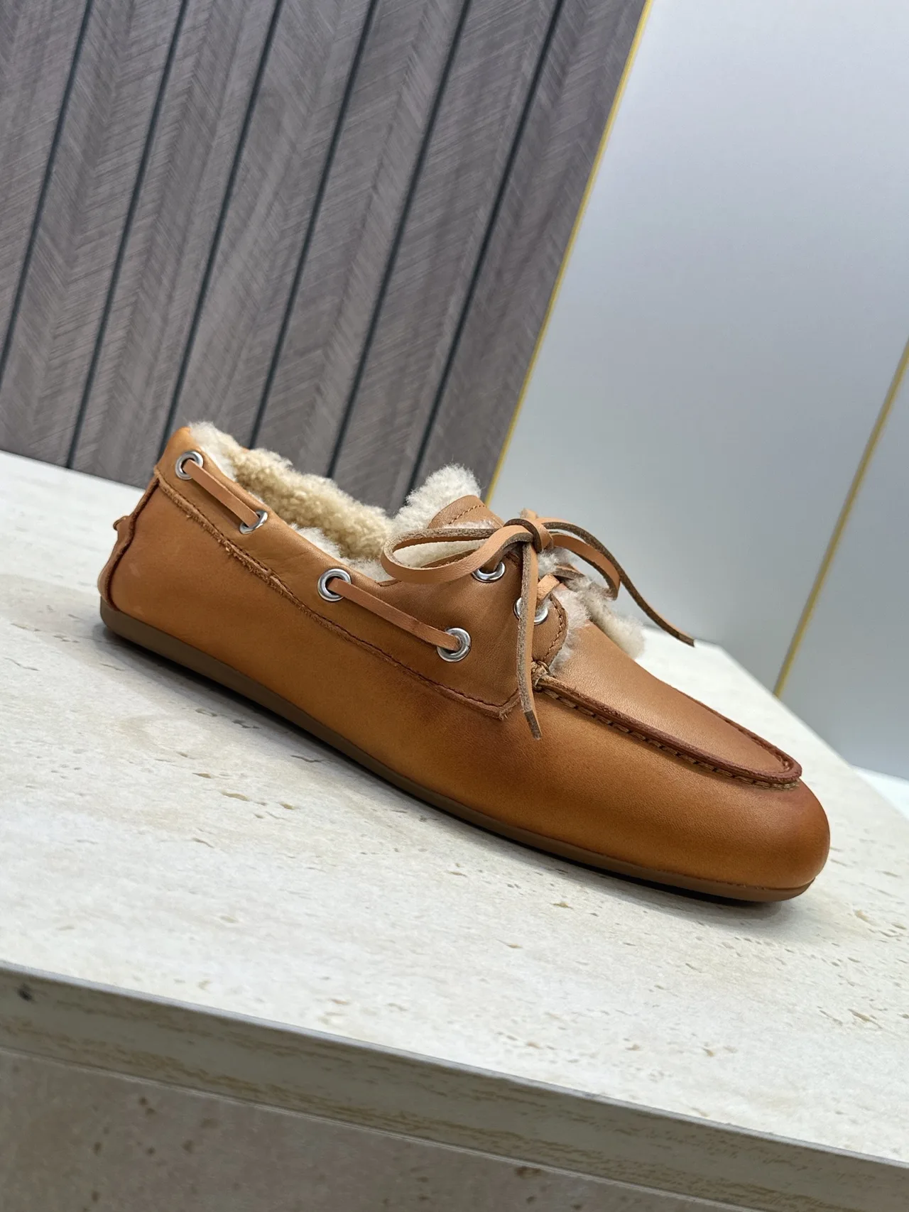 Miu Miu Calfskin Smooth Loafers in Tan · view 6