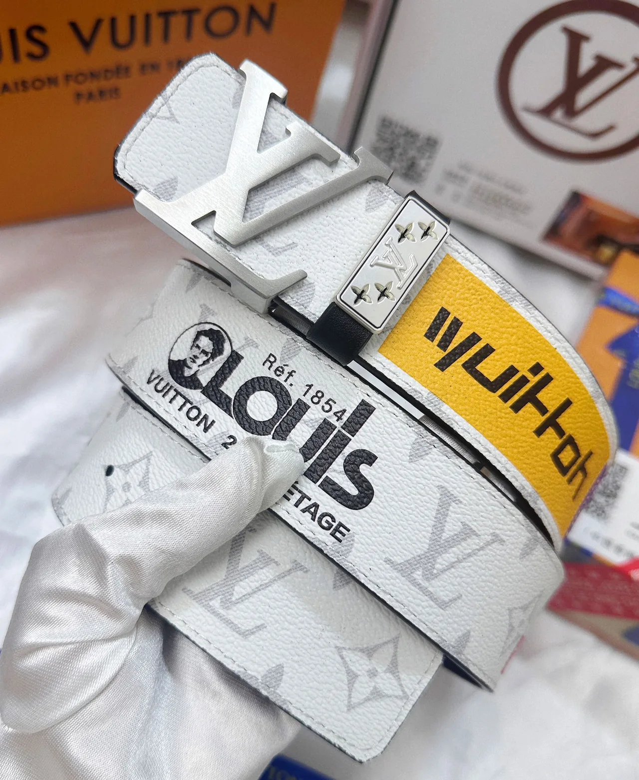 Louis Vuitton Cowhide Belt in White · view 3