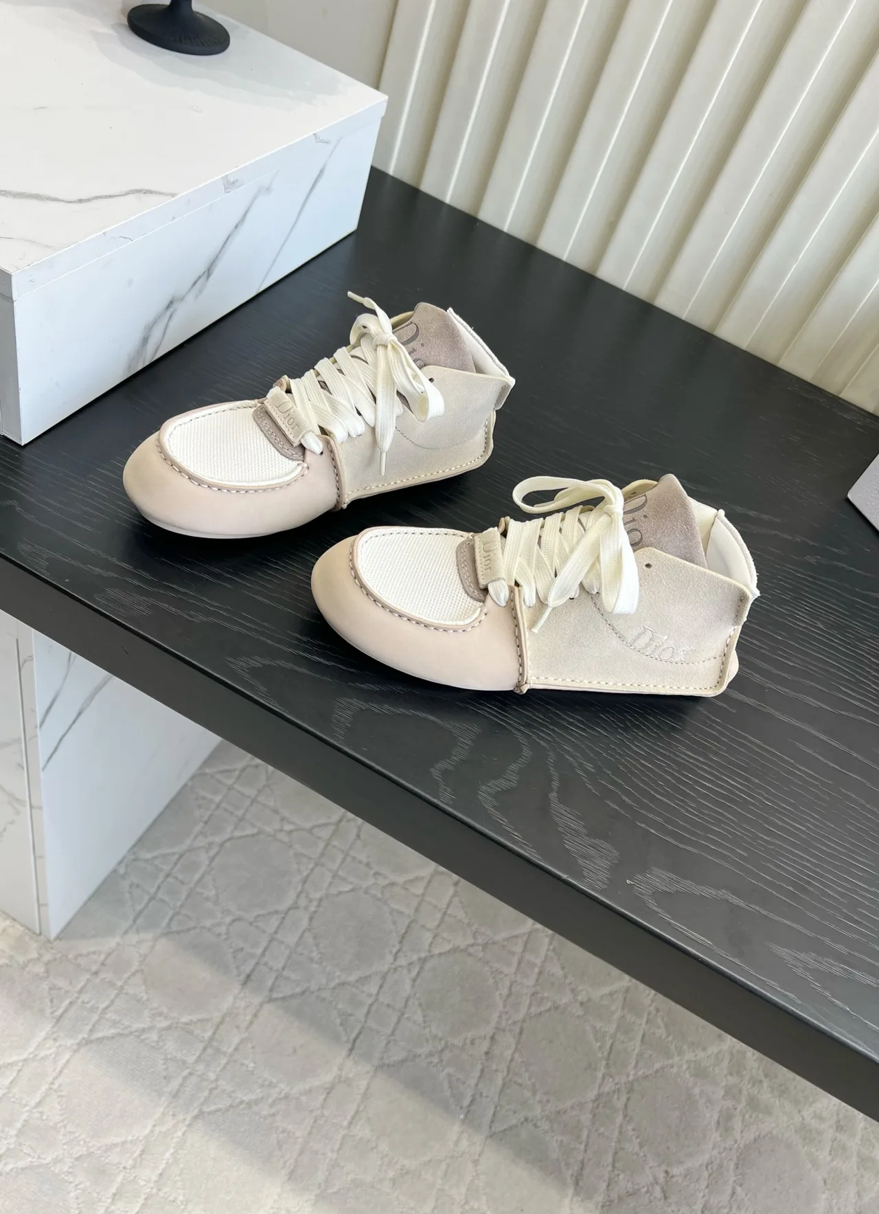 Dior Cowhide High-Top Sneakers in Beige · view 2