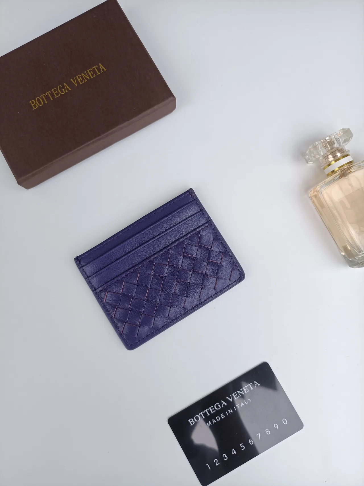 Bottega Veneta Woven Cardholder in Purple · view 1