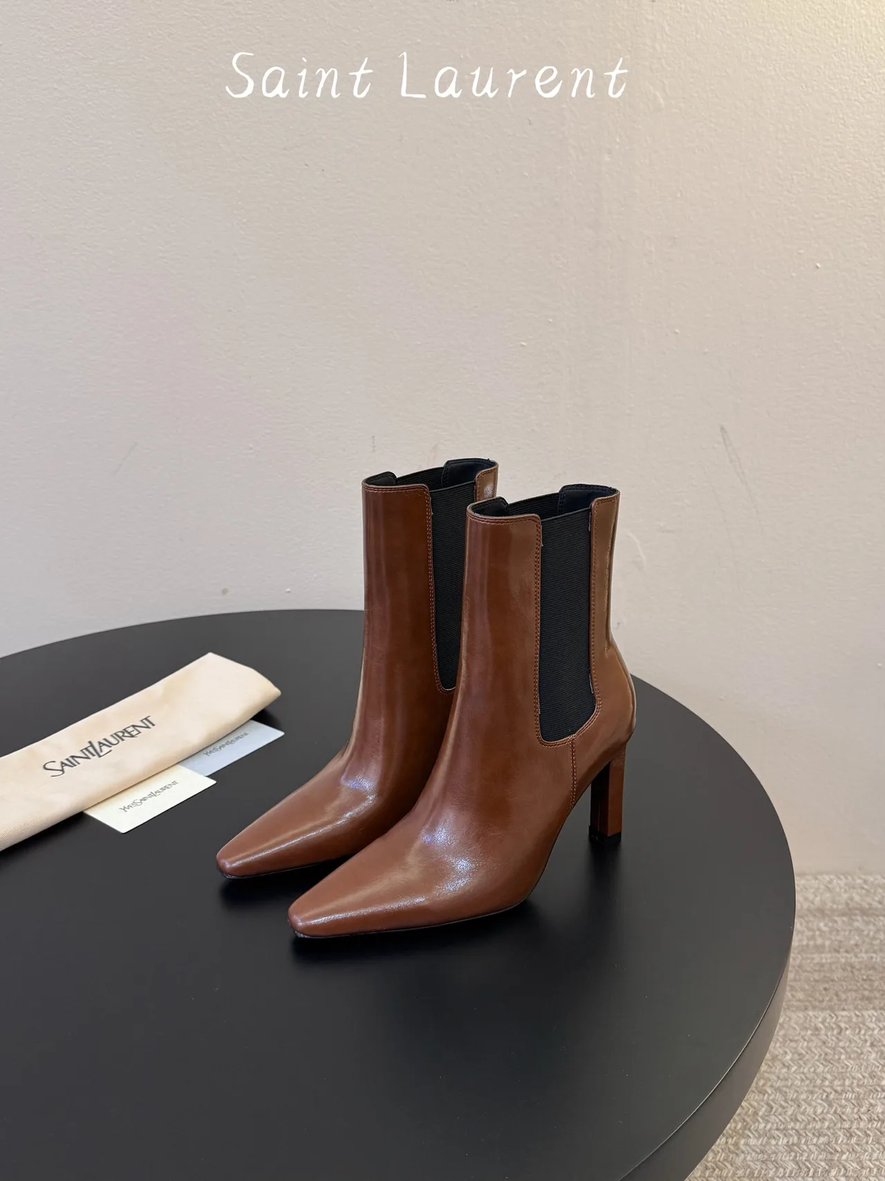 Saint Laurent Cowhide Sheepskin Chelsea Ankle Boots in Brown · view 5