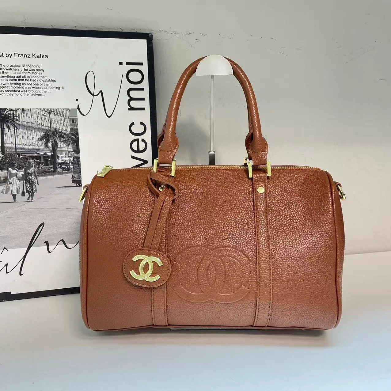 Chanel Pillow CC bowling handbag in Blue & Pink & Beige & Burgundy & Yellow & Cream & Brown & Black · view 7