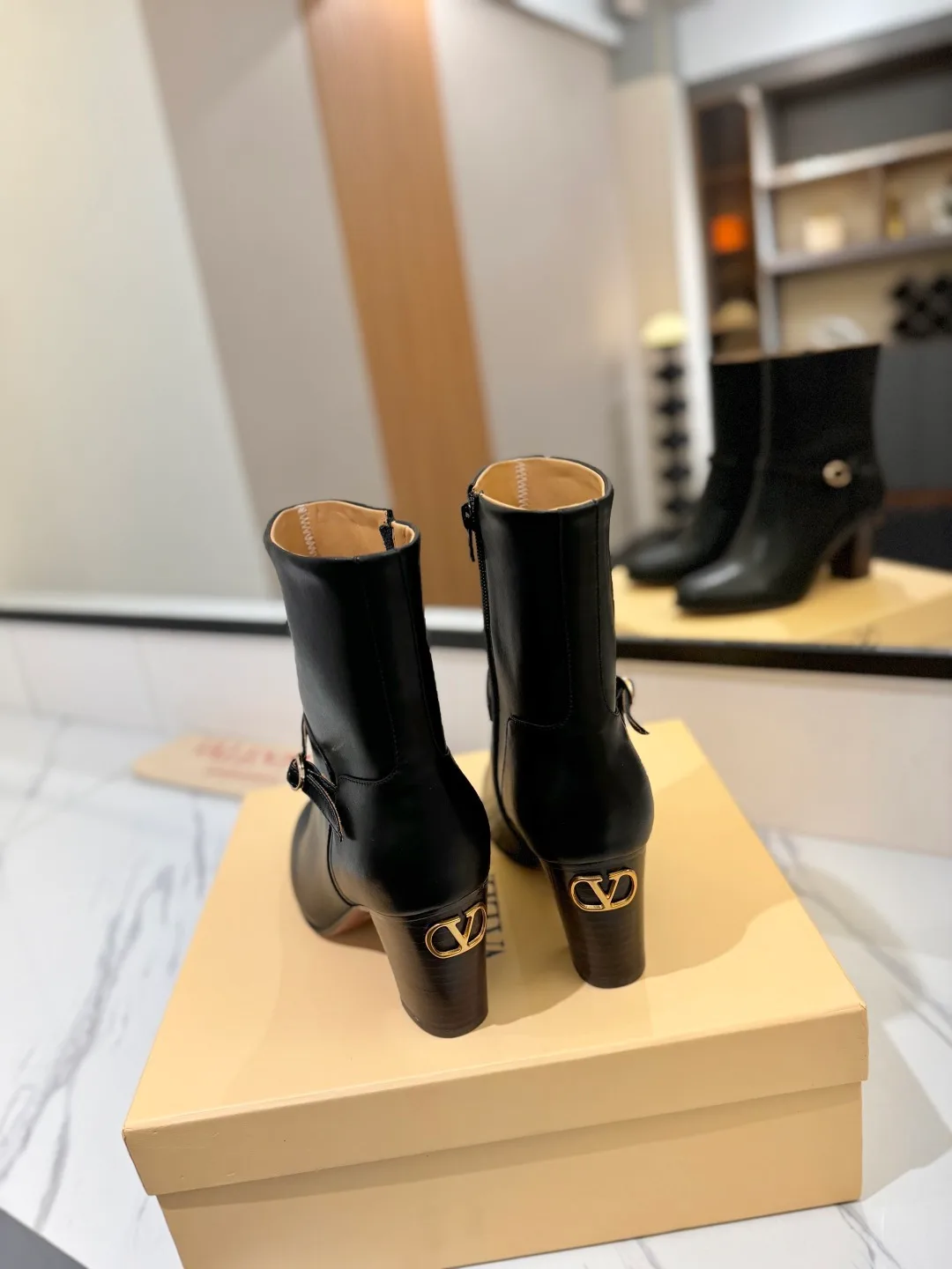 Valentino Calfskin Boots in Black · view 8
