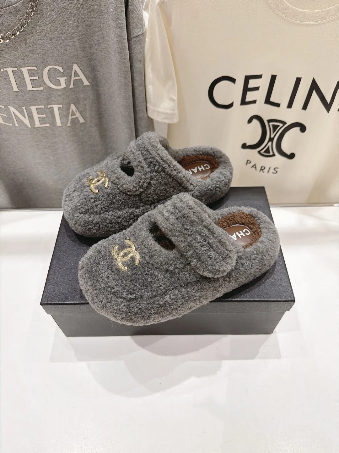 Chanel Slippers in Grey · view 3