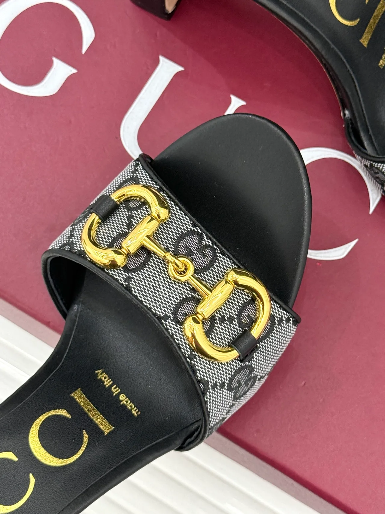 Gucci Canvas Denim Glossy Mules in Black · view 7