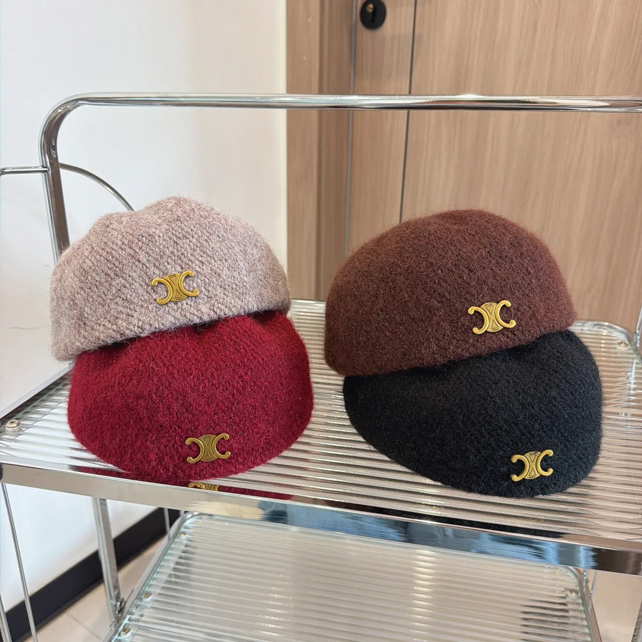 Celine Beret in Red & Brown & Grey & Black & White & Beige · view 7