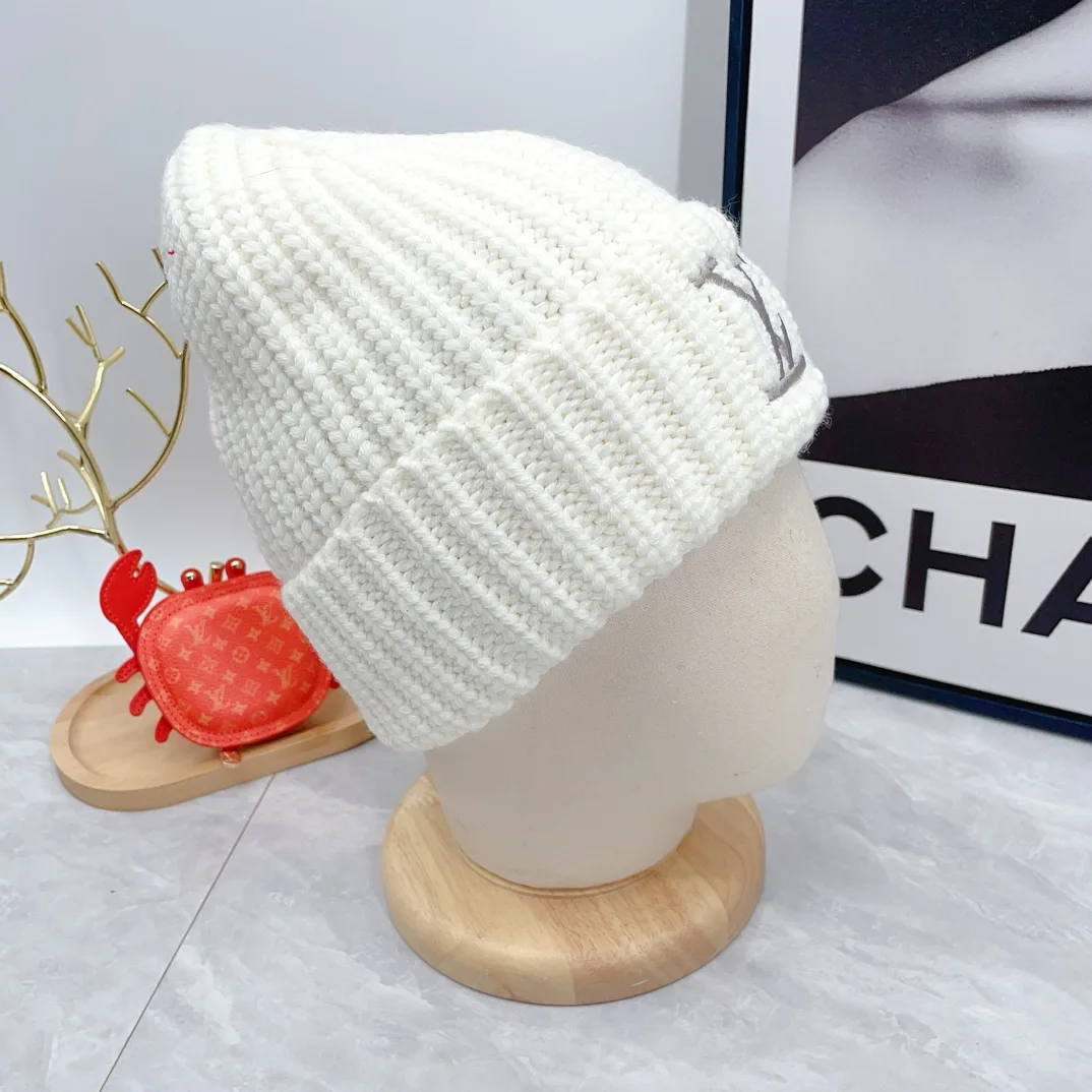 Louis Vuitton Wool Ribbed Embroidered Beanie in White · view 6