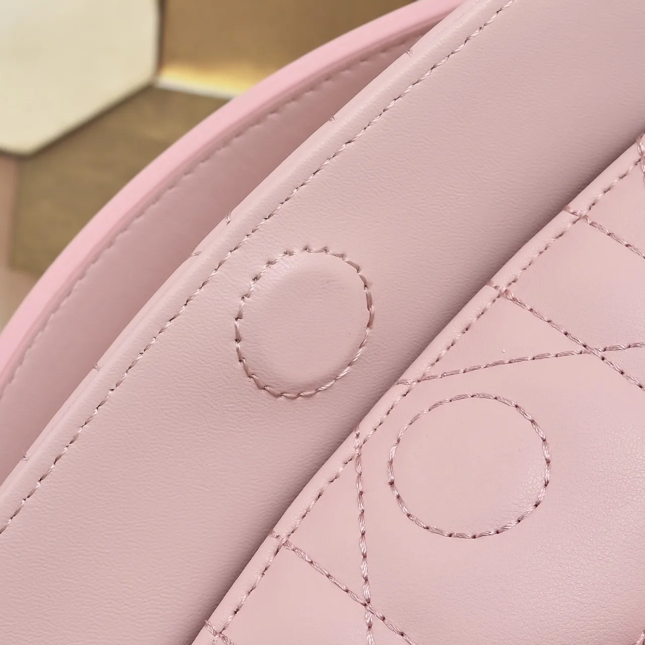 Dior Sheepskin Quilted Top-Handle Bag in Pink · view 7