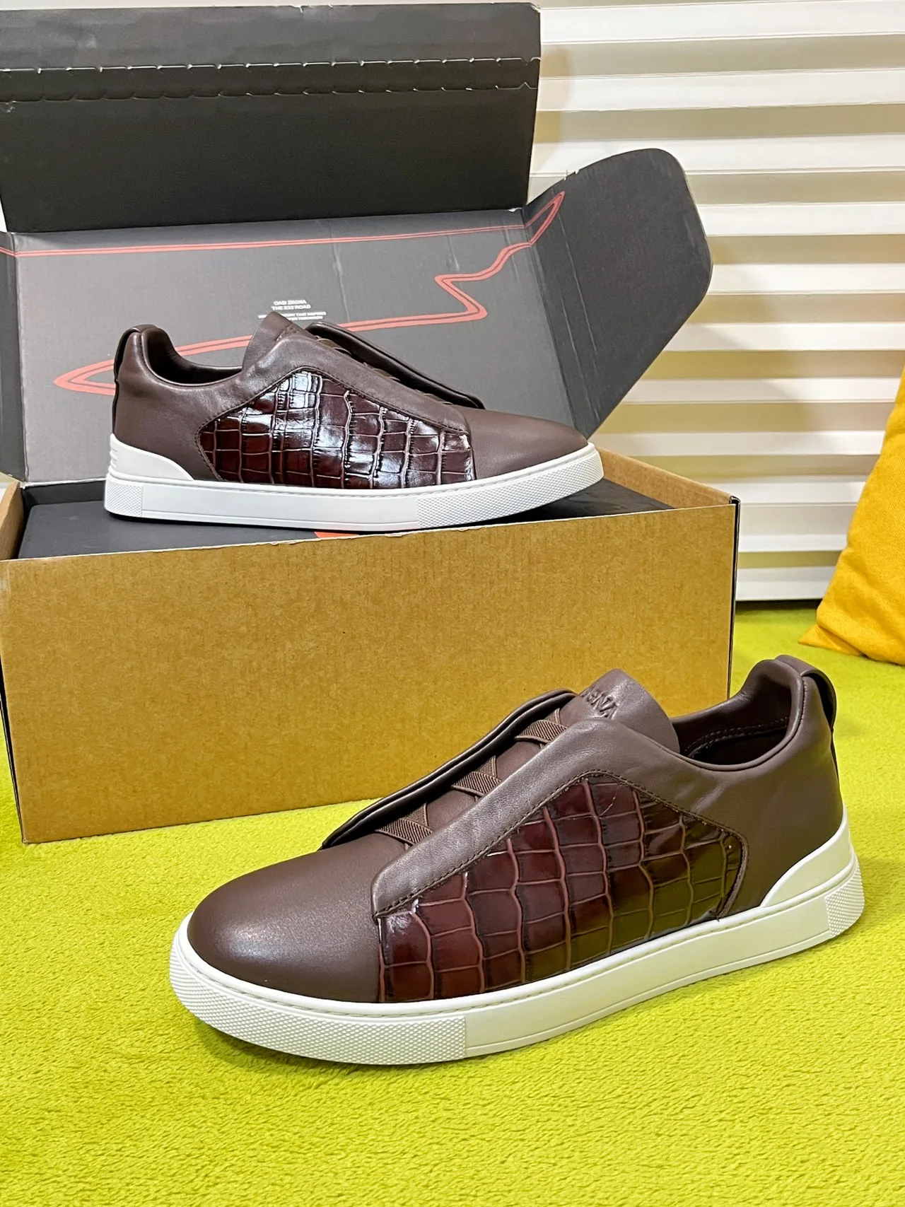 Zegna Slip-On Sneakers in Brown · view 4