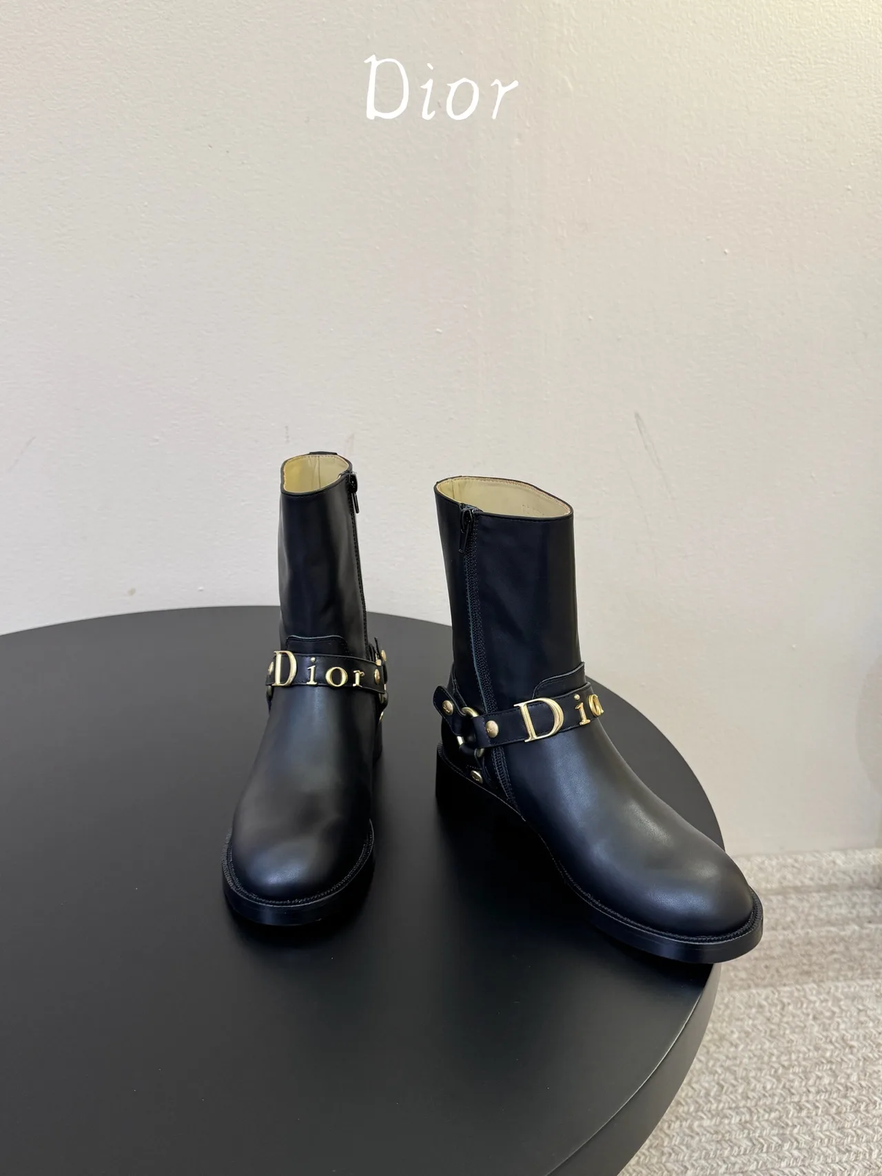 Dior Round-Toe Ankle Boots in Black · view 2