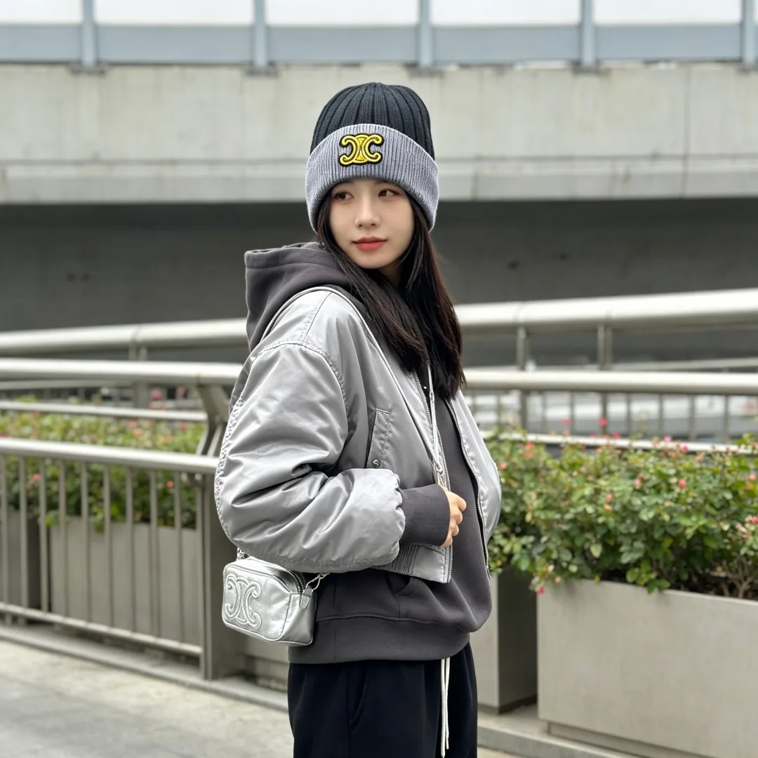 Celine Ribbed Beanie in Grey · view 2