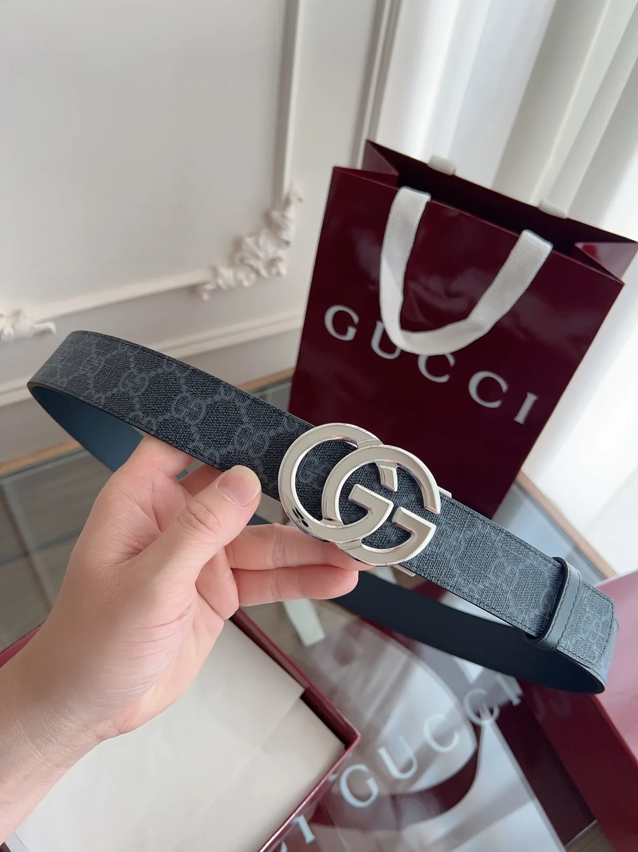 Gucci Cowhide Belt in Grey · view 2