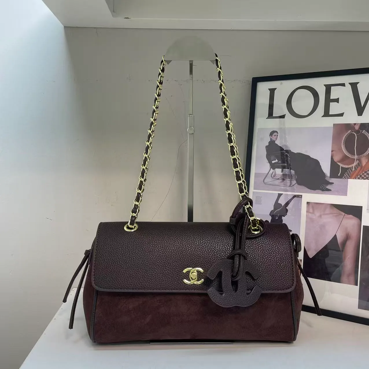 Chanel Baguette Chain flap shoulder bag in Beige & Black & Brown & Grey & Burgundy · view 6