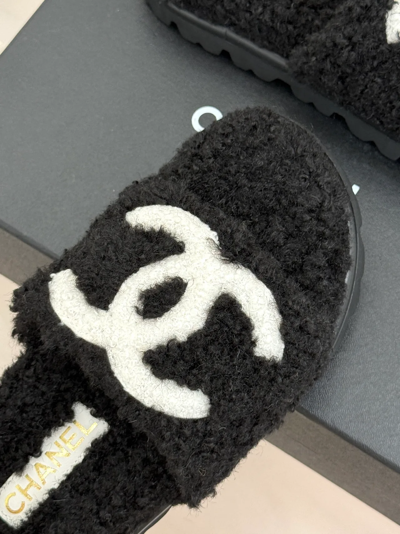 Chanel Denim Slippers in Black · view 7