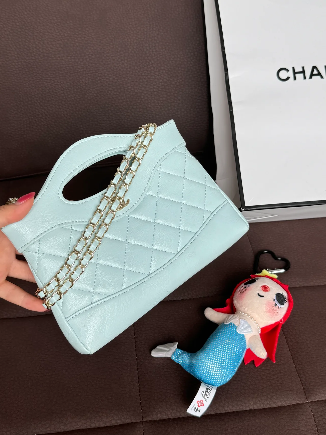 Chanel 31 Bag Nano Quilted Cutout-Handle Shoulder Bag in Blue · view 6