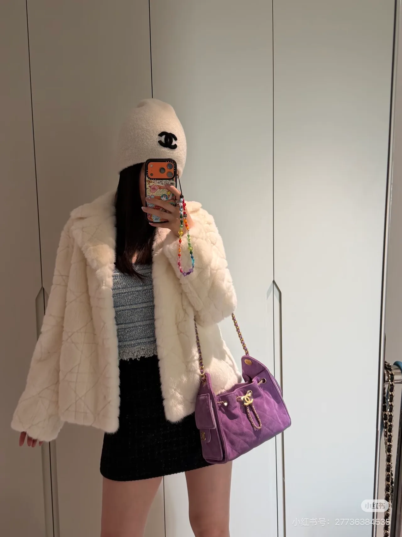 Chanel CC knit beanie in White & Black · view 1