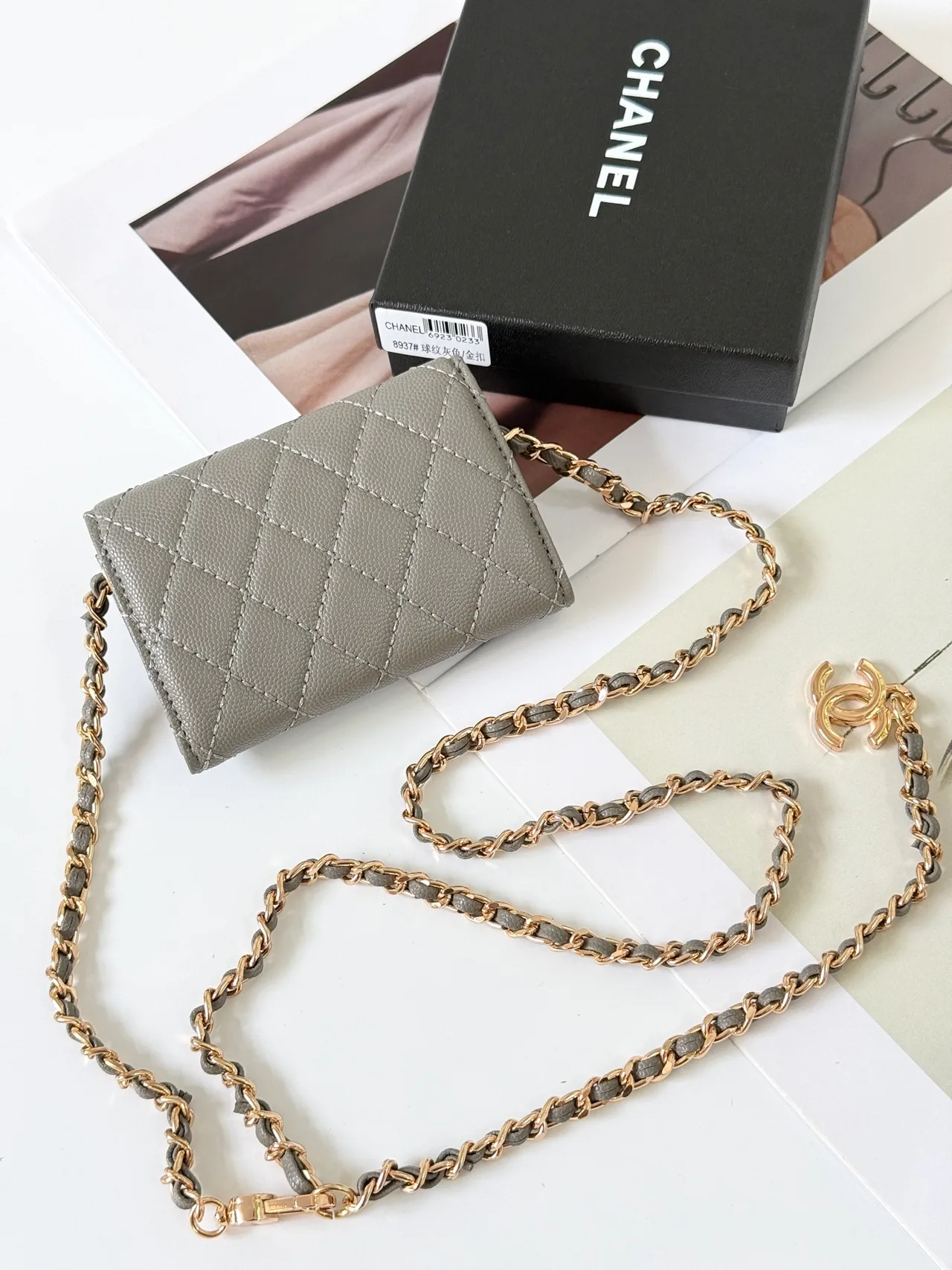 Chanel Quilted Wallet in Grey · view 2