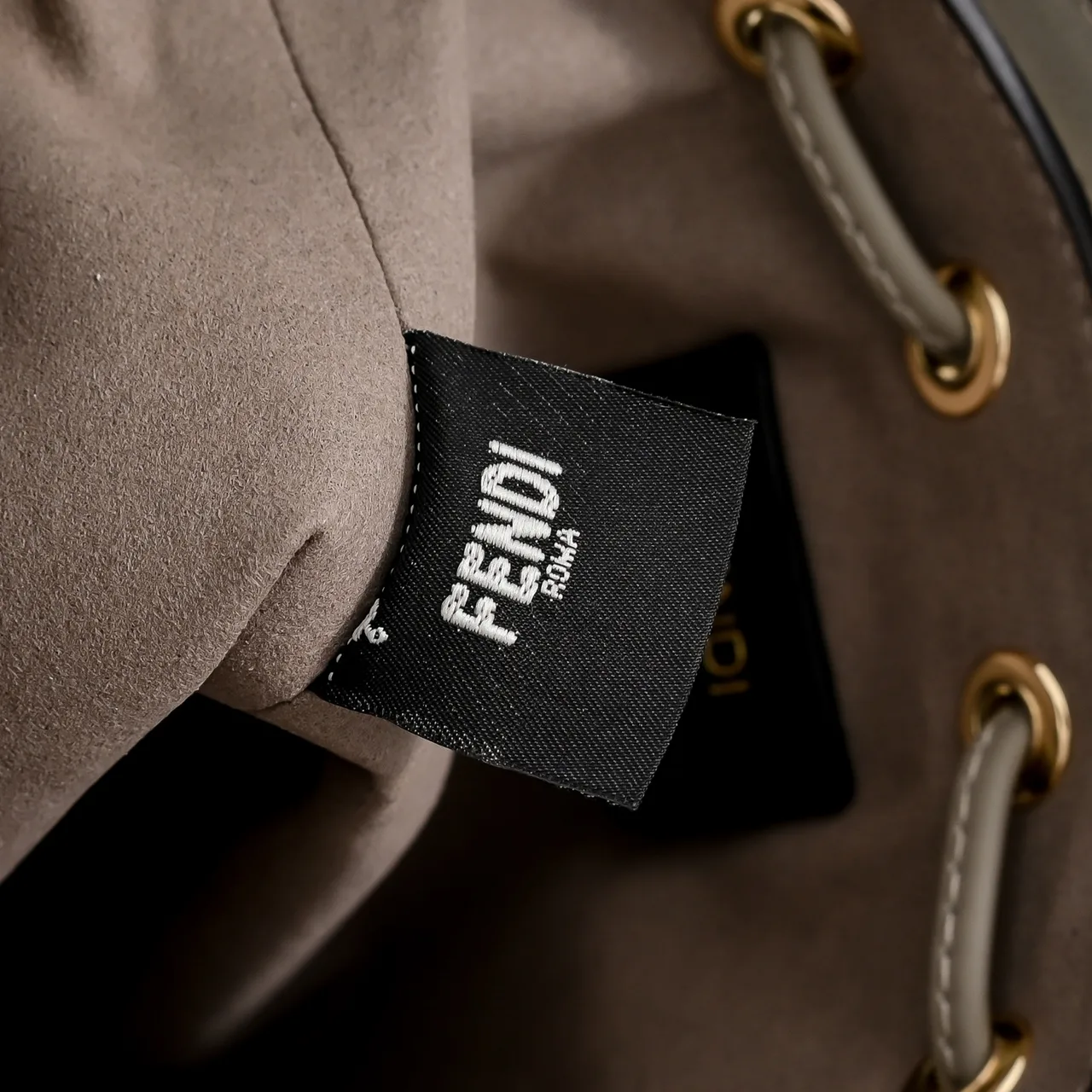 Fendi FF Drawstring Bucket Bag in Beige · view 6