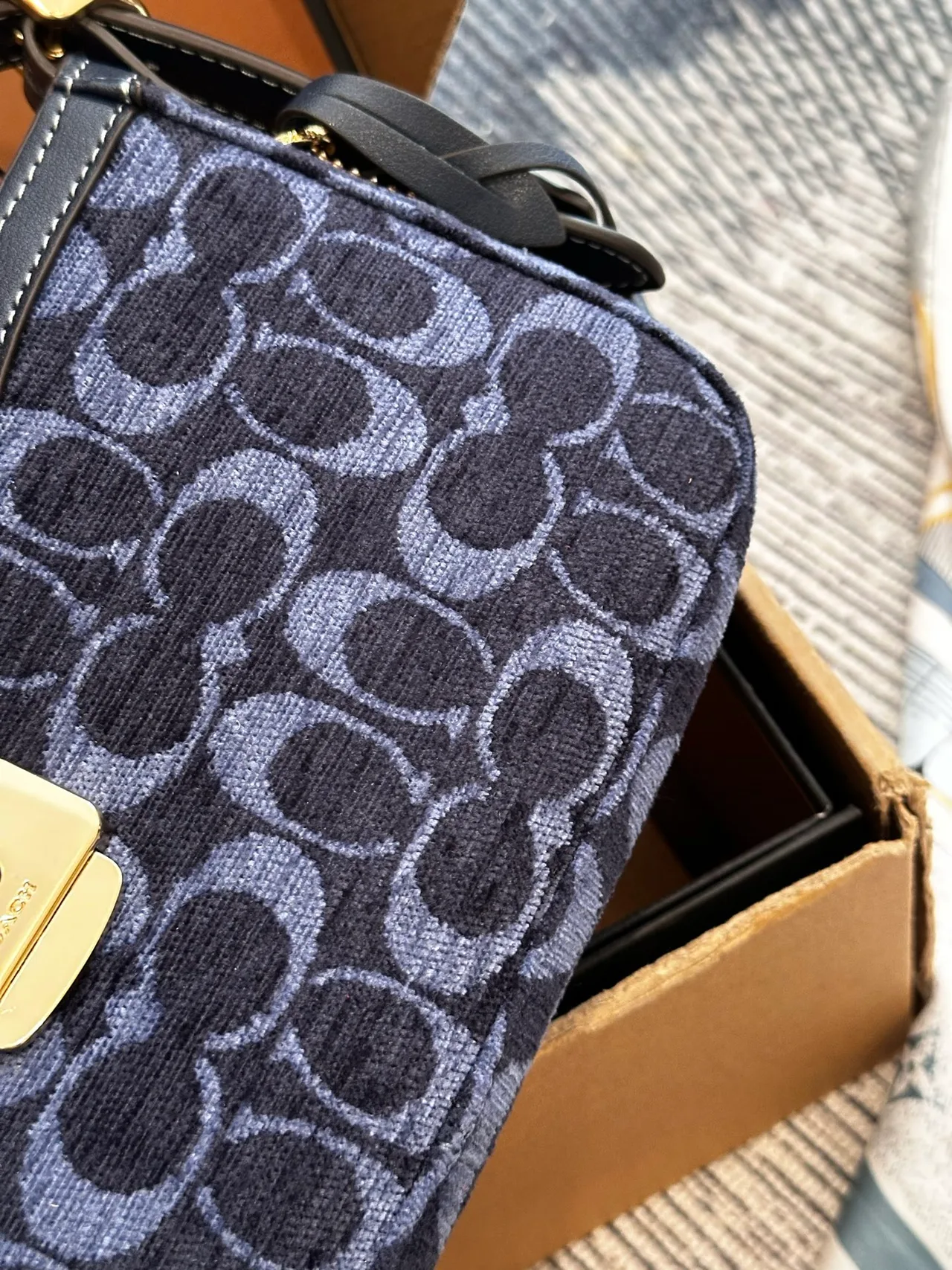 Coach Canvas Suede-Look Crossbody Bag in Blue · view 6