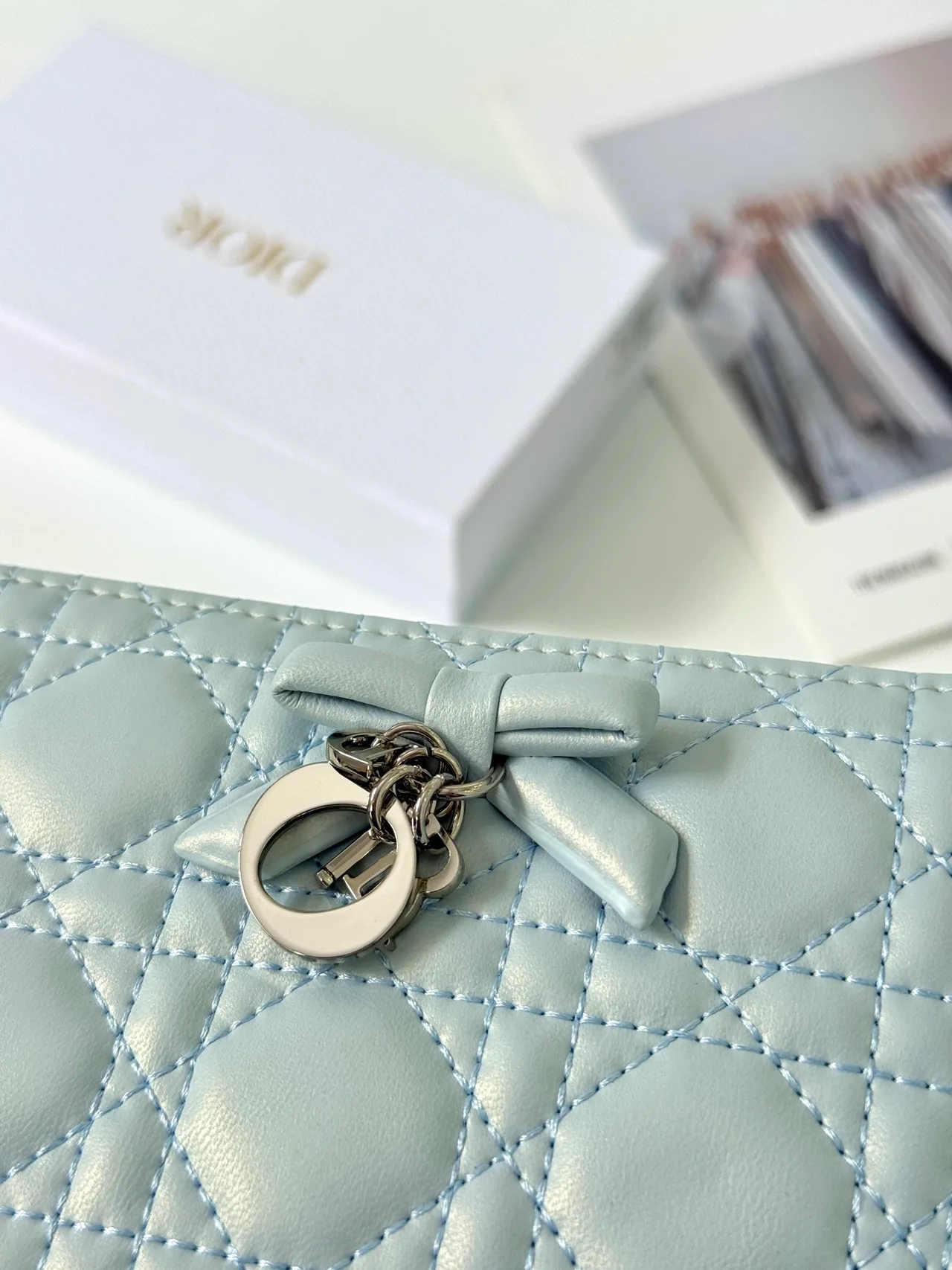 Dior Lambskin Quilted Wallet in Blue · view 3
