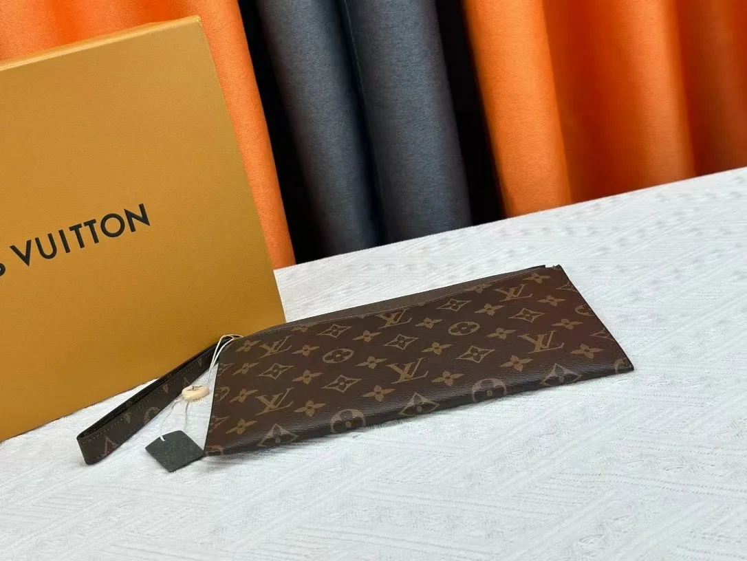 Louis Vuitton Calfskin Wristlet Pouch in Brown · view 4