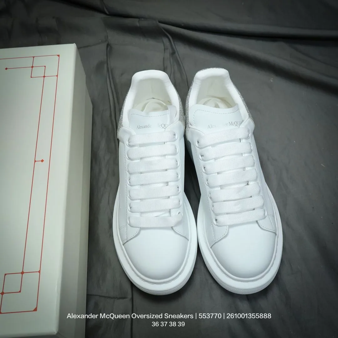 Alexander McQueen Lambskin Glossy Sneakers in White · view 5