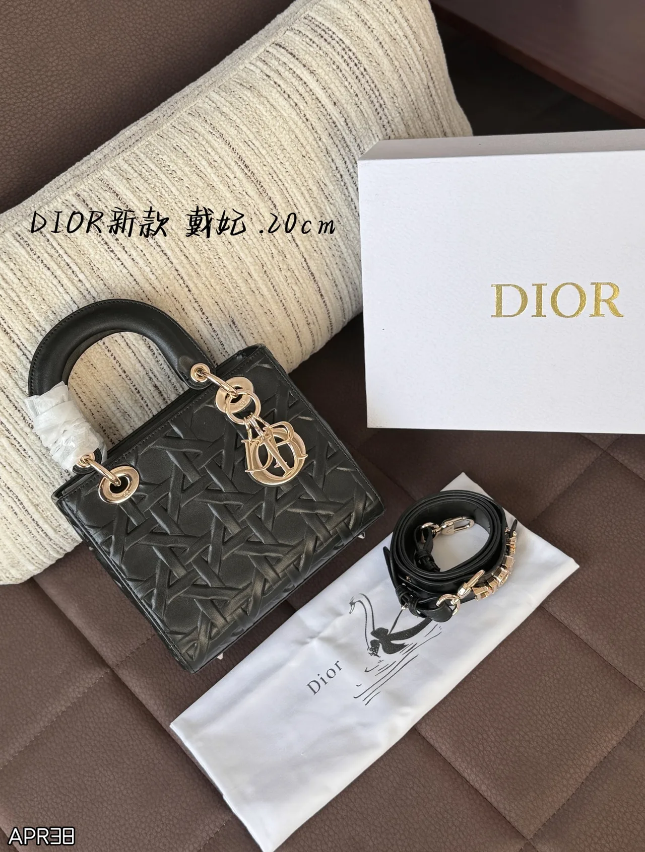 Dior Cannage Top-Handle Bag in Black & White · view 1