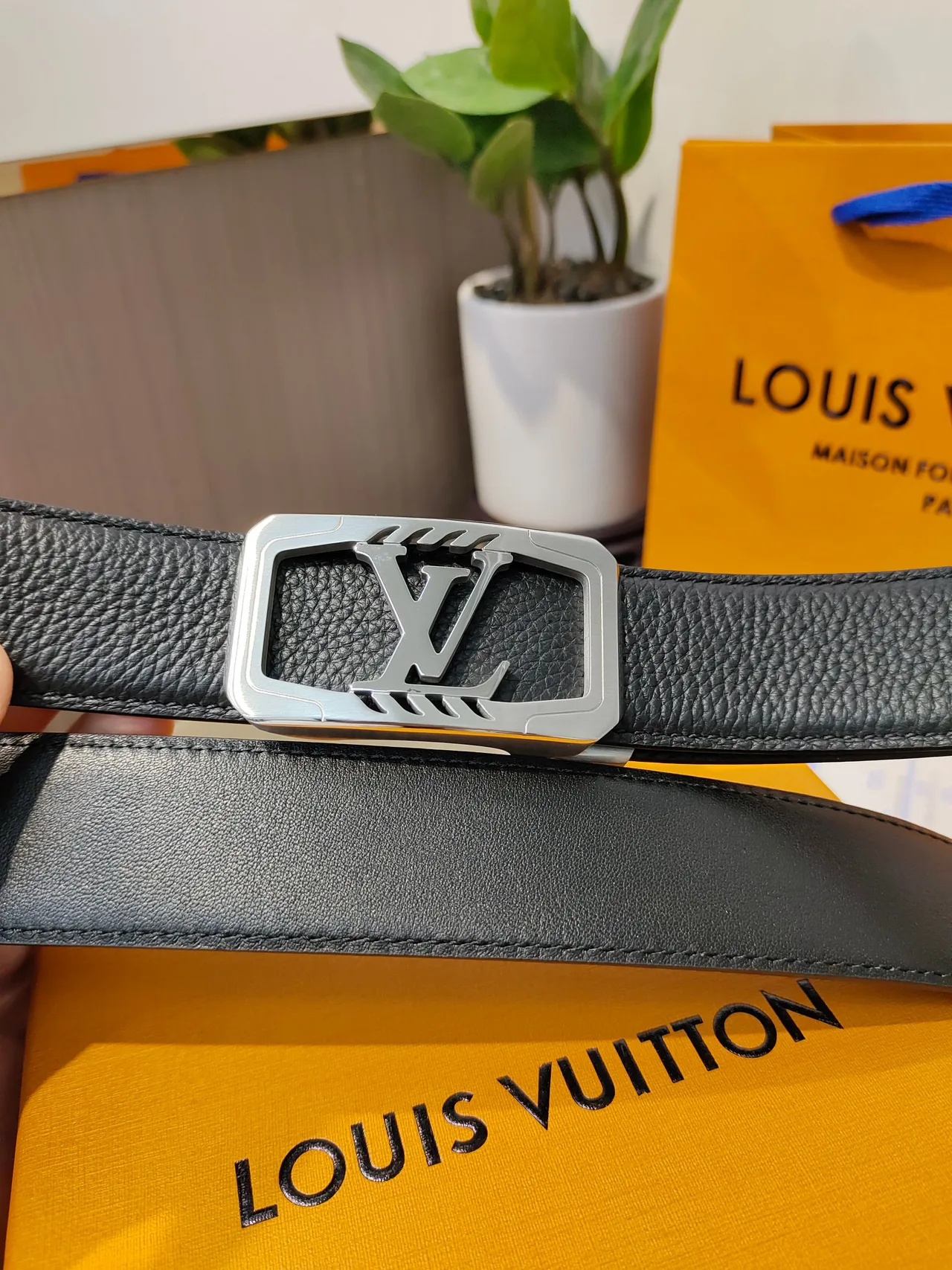 Louis Vuitton Calfskin Belt in Black · view 3