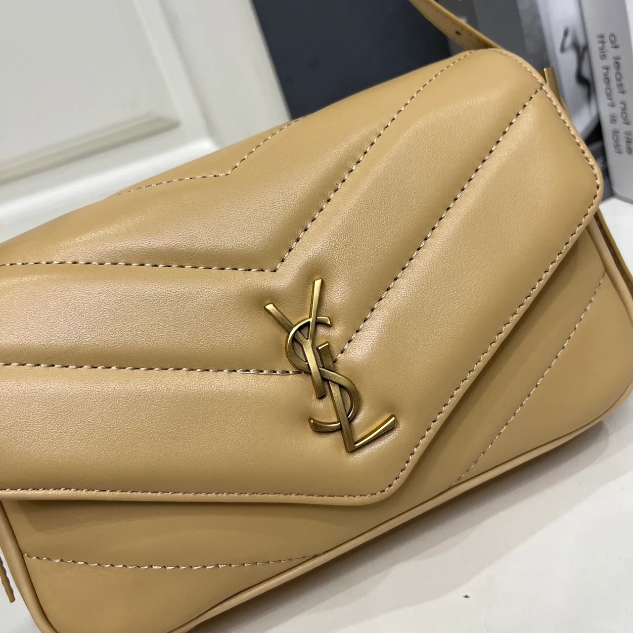 Saint Laurent Sheepskin Quilted Handbag in Beige · view 5