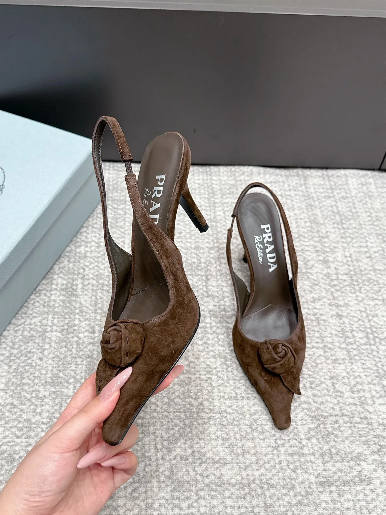 Prada Bow Slingback Pumps in Brown · view 4
