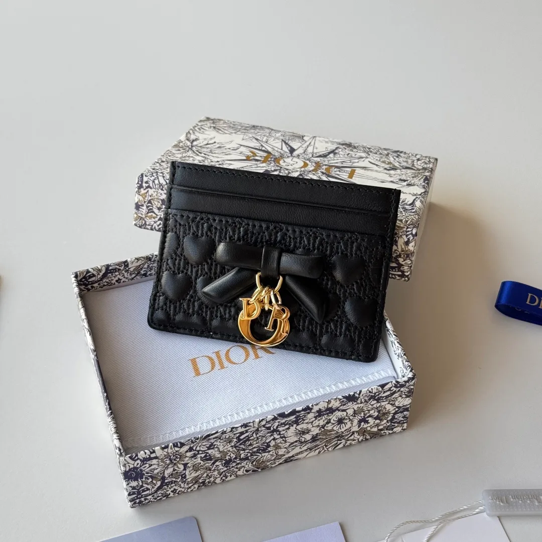 Dior Lambskin Bow Cardholder in Black · view 2